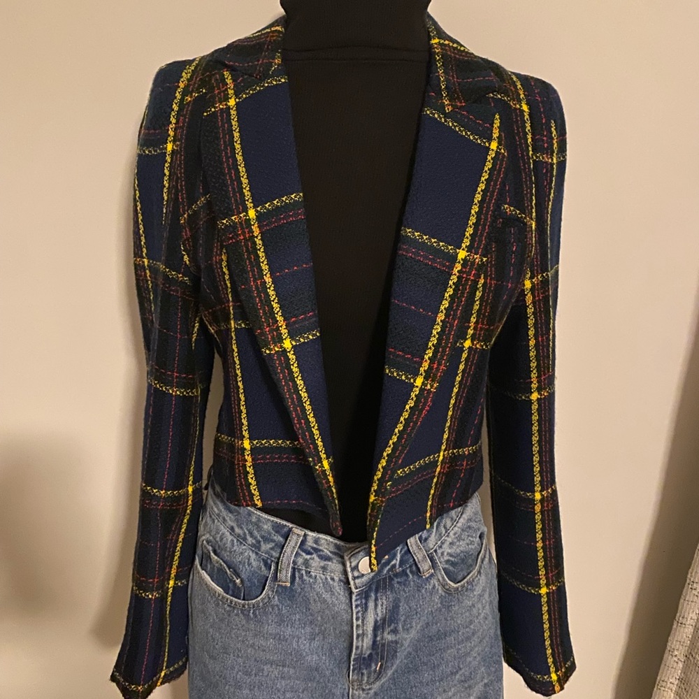 Cropped Plaid Blazer sz 2